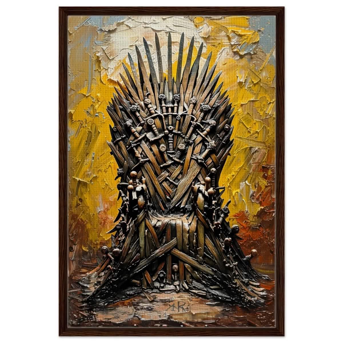 The Throne of Legends | Wall art Print | The Iron Throne | Game of Thrones - Framed Canvas - 60x90 cm / 24x36″ - Dark wood frame