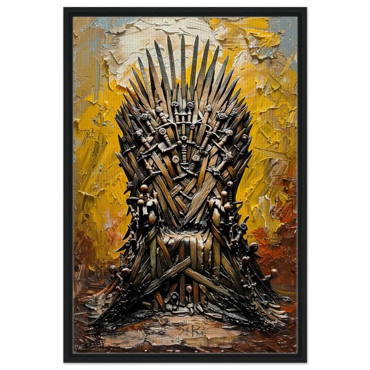 The Throne of Legends | Wall art Print | The Iron Throne | Game of Thrones - Framed Canvas - 60x90 cm / 24x36″ - Black frame