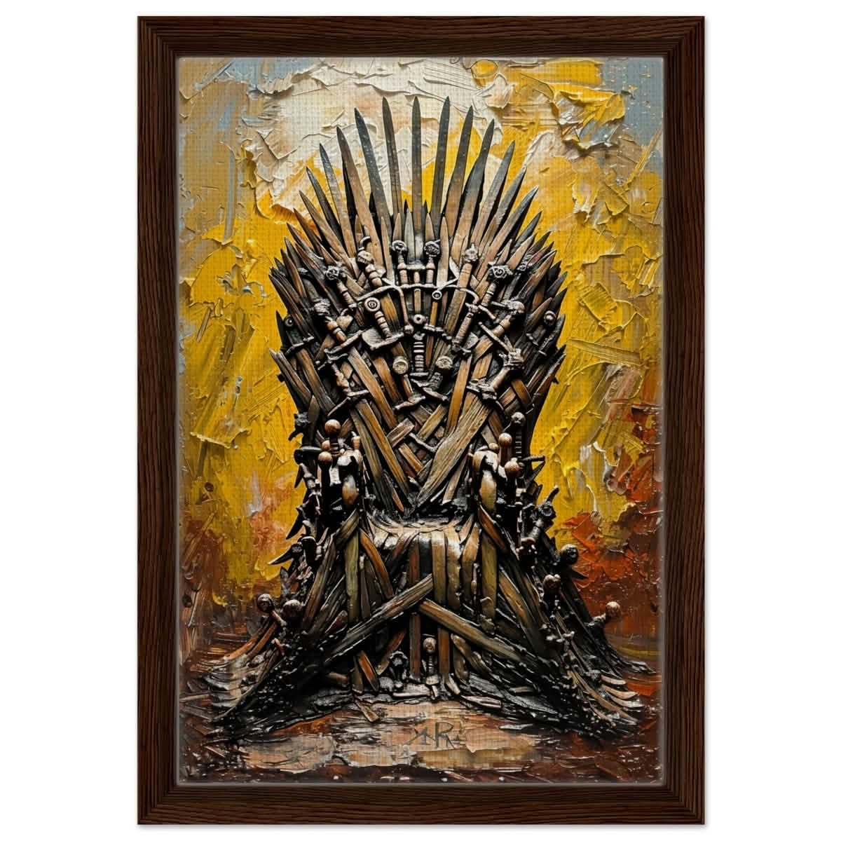 The Throne of Legends | Wall art Print | The Iron Throne | Game of Thrones - Framed Canvas - 30x45 cm / 12x18″ - Dark wood frame