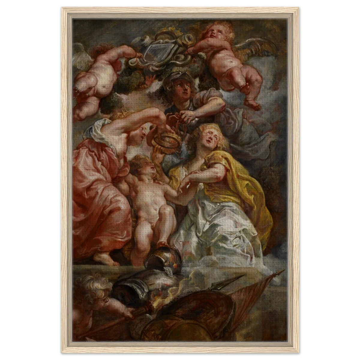 The Union of England and Scotland (Charles I as the Prince of Wales) – Artwork by Peter Paul Rubens | Wall art Print - Framed Canvas - 50x75 cm / 20x30″ - Wood frame