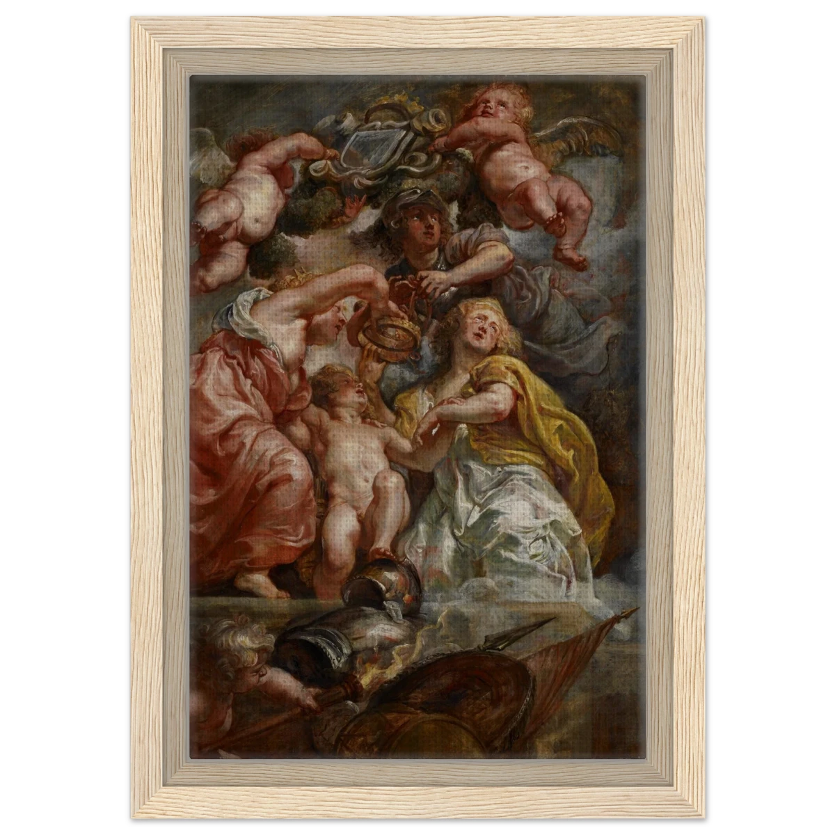The Union of England and Scotland (Charles I as the Prince of Wales) – Artwork by Peter Paul Rubens | Wall art Print - Framed Canvas - 20x30 cm / 8x12″ - Wood frame
