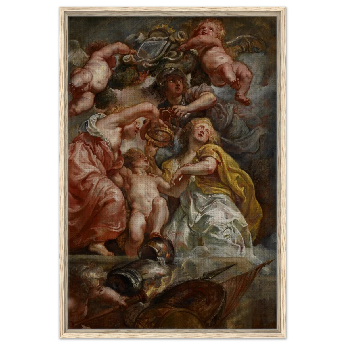 The Union of England and Scotland (Charles I as the Prince of Wales) – Artwork by Peter Paul Rubens | Wall art Print - Framed Canvas - 60x90 cm / 24x36″ - Wood frame