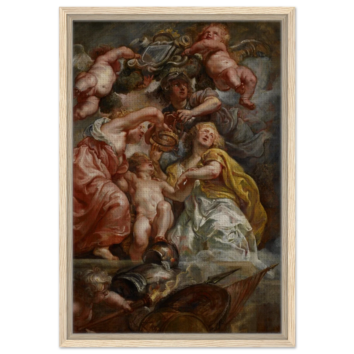 The Union of England and Scotland (Charles I as the Prince of Wales) – Artwork by Peter Paul Rubens | Wall art Print - Framed Canvas - 40x60 cm / 16x24″ - Wood frame