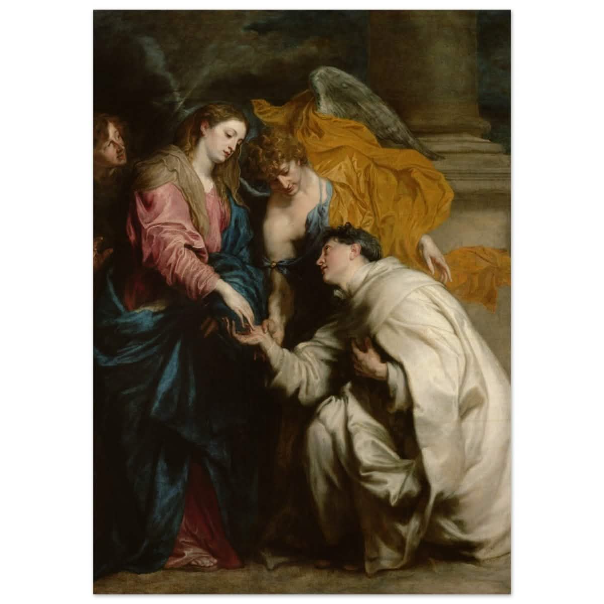The Vision of the Blessed Hermann Joseph by Anthony van Dyck | Vintage Art wall art print - Wood Prints - 50x70 cm / 20x28″ -