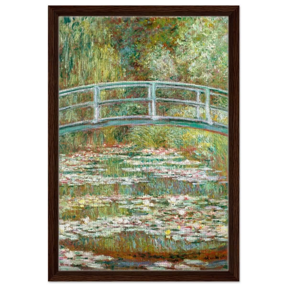 The Water Lily Pond by Claude Monet | Vintage wall art print - Framed Canvas - 40x60 cm / 16x24″ - Dark wood frame