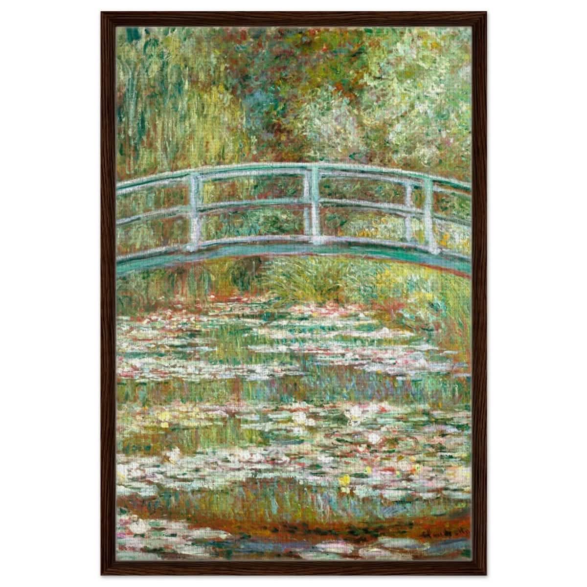 The Water Lily Pond by Claude Monet | Vintage wall art print - Framed Canvas - 60x90 cm / 24x36″ - Dark wood frame
