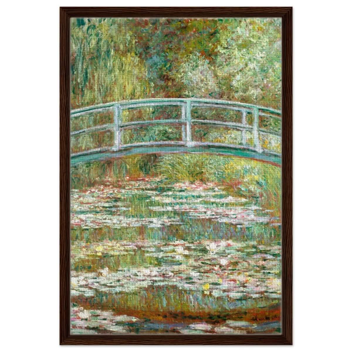 The Water Lily Pond by Claude Monet | Vintage wall art print - Framed Canvas - 50x75 cm / 20x30″ - Dark wood frame