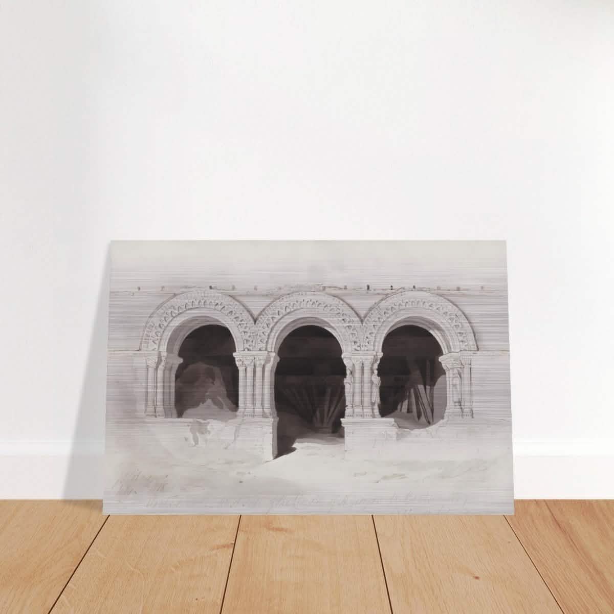 The West Side of the Cloister of St Georges de Boscherville by John Sell Cotman wall Art Print - Brushed Aluminum Print - 60x90 cm / 24x36″ -