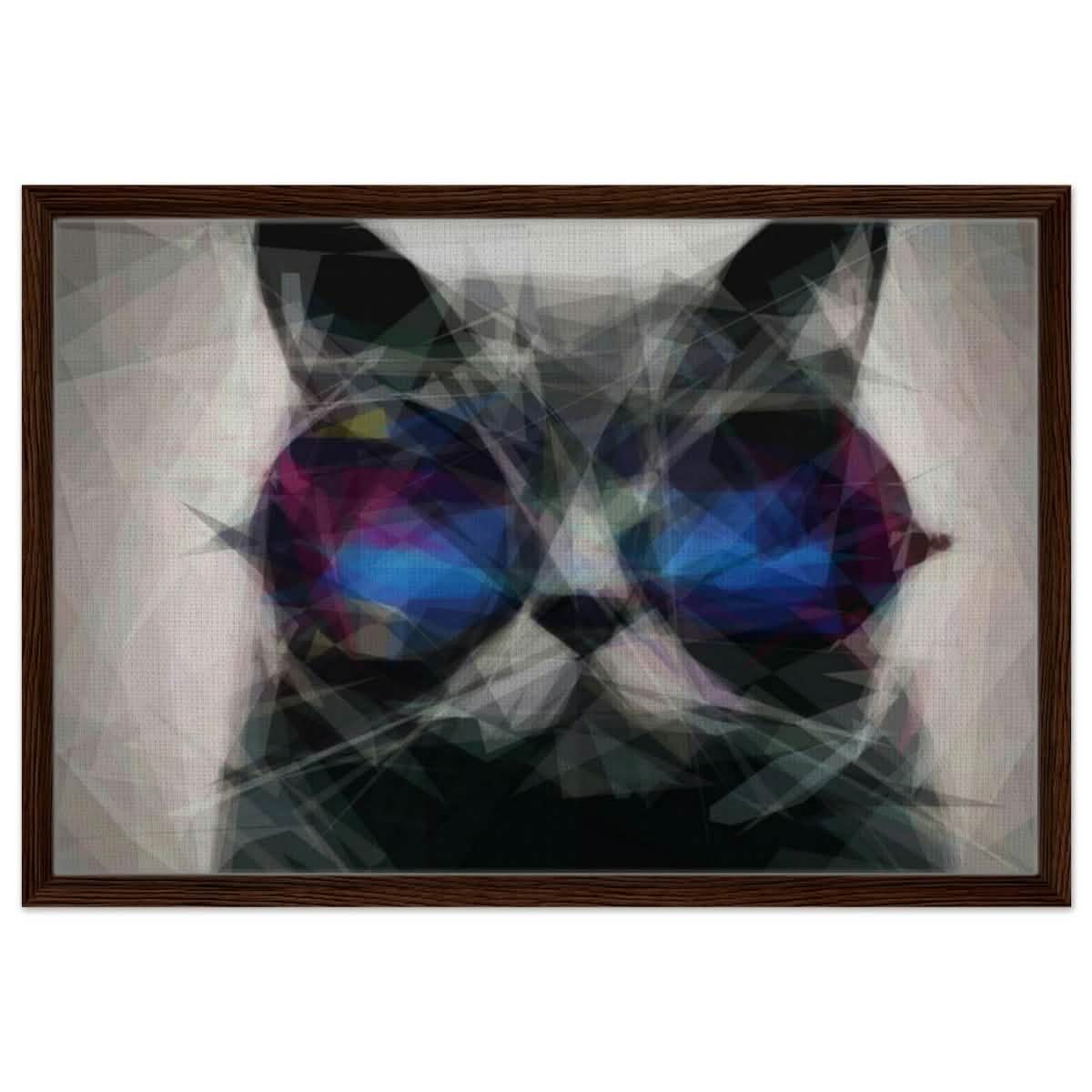 The Wise Whisker | Animal Kingdom | Modern Art Wall art print - Framed Canvas - 50x75 cm / 20x30″ - Dark wood frame