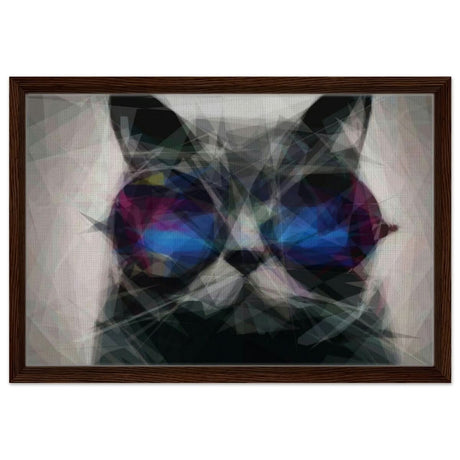 The Wise Whisker | Animal Kingdom | Modern Art Wall art print - Framed Canvas - 40x60 cm / 16x24″ - Dark wood frame