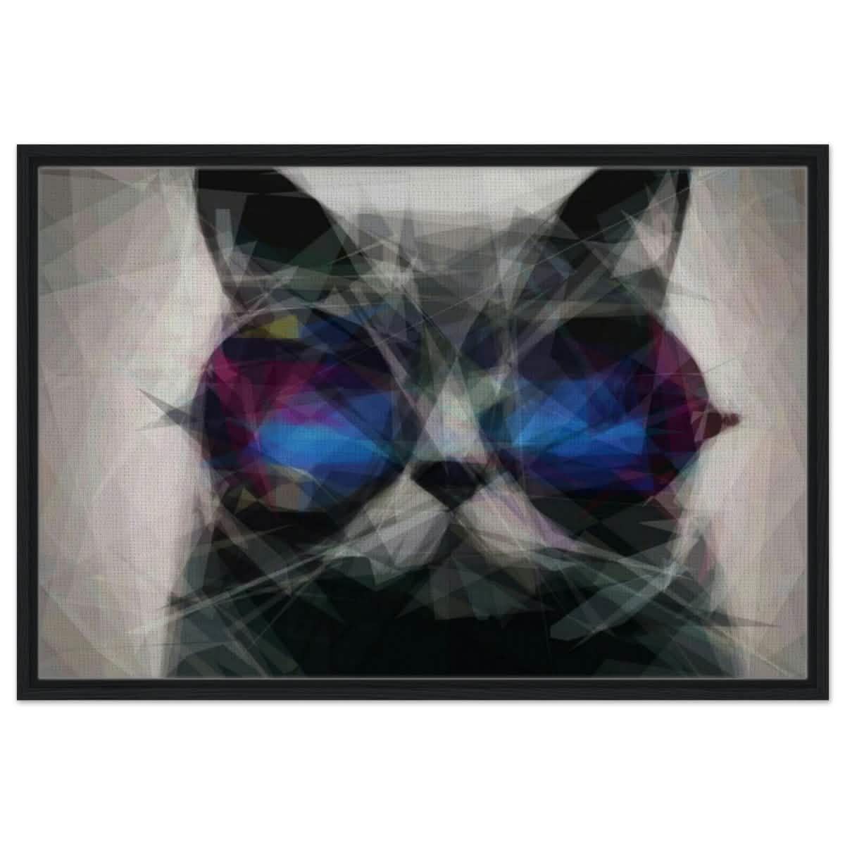 The Wise Whisker | Animal Kingdom | Modern Art Wall art print - Framed Canvas - 60x90 cm / 24x36″ - Black frame