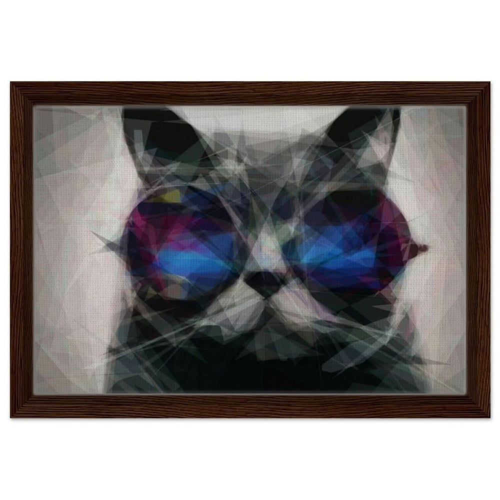 The Wise Whisker | Animal Kingdom | Modern Art Wall art print - Framed Canvas - 30x45 cm / 12x18″ - Dark wood frame