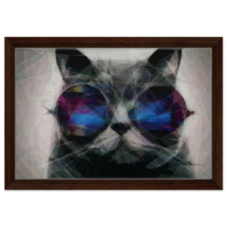 The Wise Whisker | Animal Kingdom | Modern Art Wall art print - Framed Canvas - 30x45 cm / 12x18″ - Dark wood frame