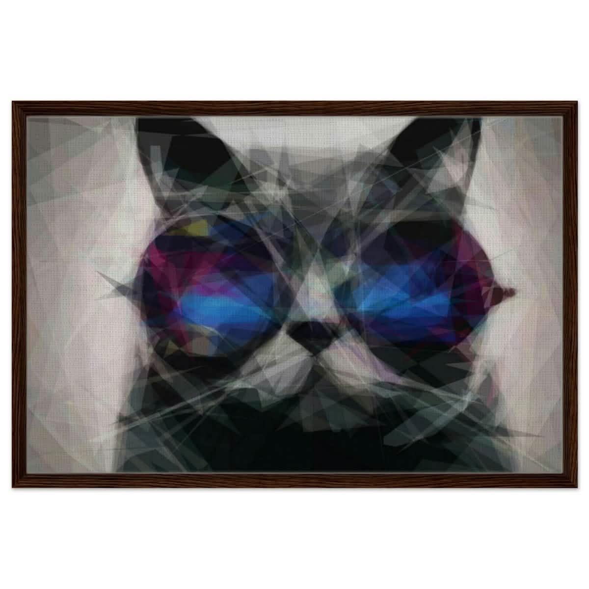 The Wise Whisker | Animal Kingdom | Modern Art Wall art print - Framed Canvas - 60x90 cm / 24x36″ - Dark wood frame
