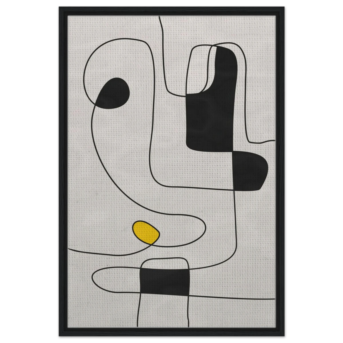 Thread of Thought | Minimalist Abstract Line Art Wall art Print - Framed Canvas - 60x90 cm / 24x36″ - Black frame