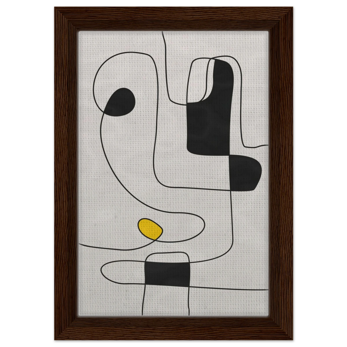 Thread of Thought | Minimalist Abstract Line Art Wall art Print - Framed Canvas - 20x30 cm / 8x12″ - Dark wood frame