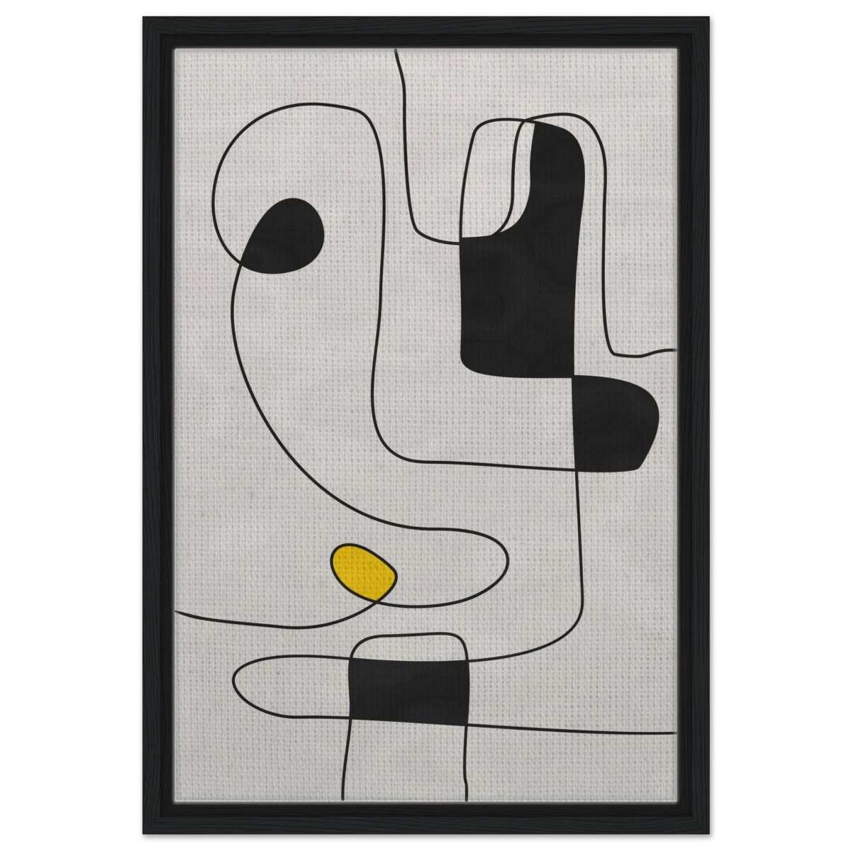 Thread of Thought | Minimalist Abstract Line Art Wall art Print - Framed Canvas - 40x60 cm / 16x24″ - Black frame