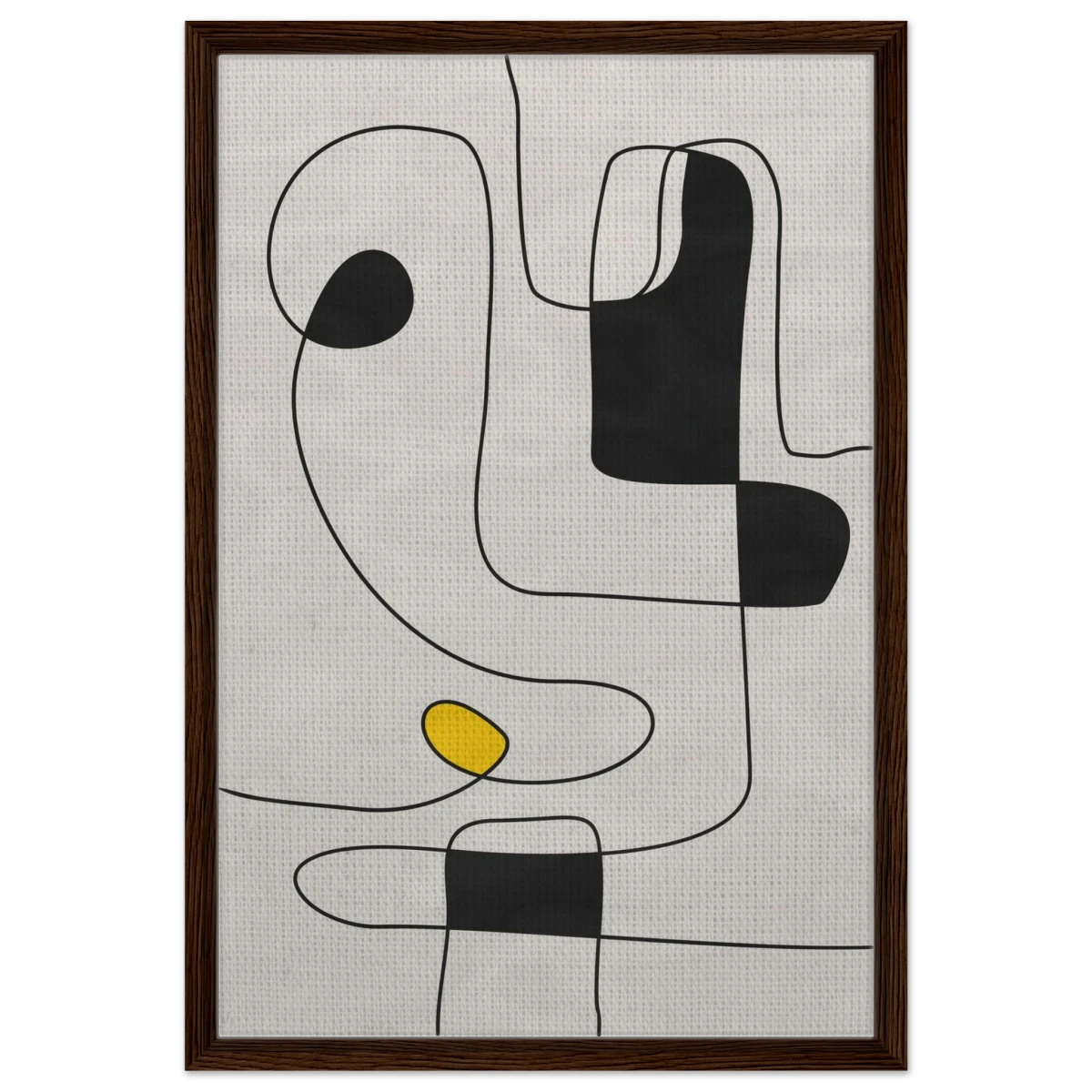 Thread of Thought | Minimalist Abstract Line Art Wall art Print - Framed Canvas - 50x75 cm / 20x30″ - Dark wood frame