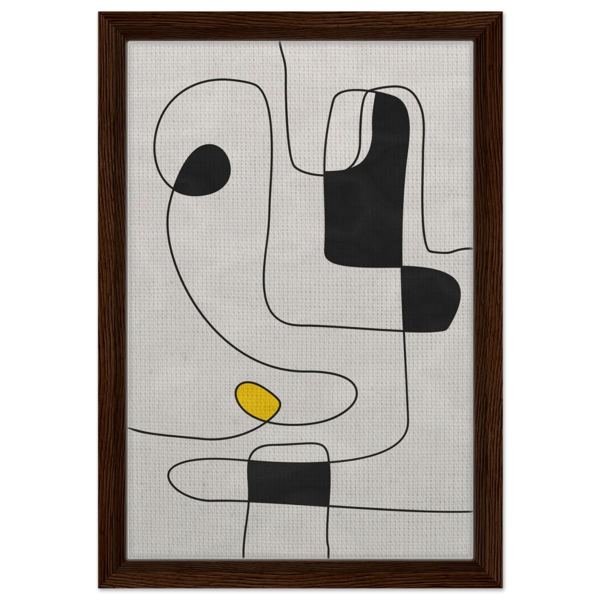 Thread of Thought | Minimalist Abstract Line Art Wall art Print - Framed Canvas - 30x45 cm / 12x18″ - Dark wood frame