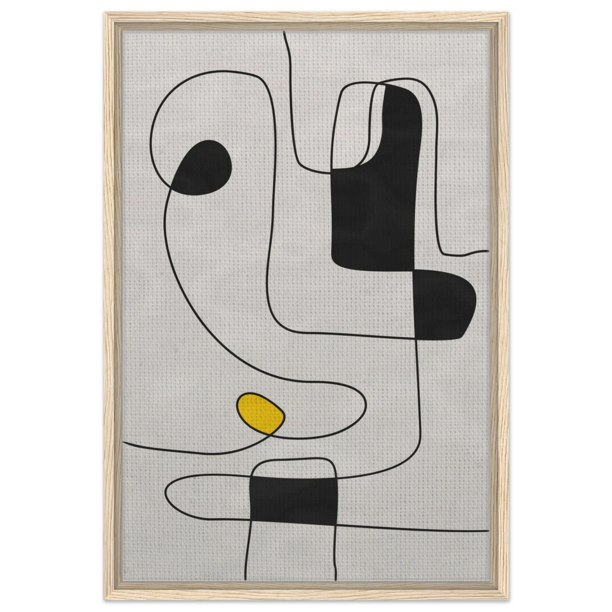 Thread of Thought | Minimalist Abstract Line Art Wall art Print - Framed Canvas - 50x75 cm / 20x30″ - Wood frame