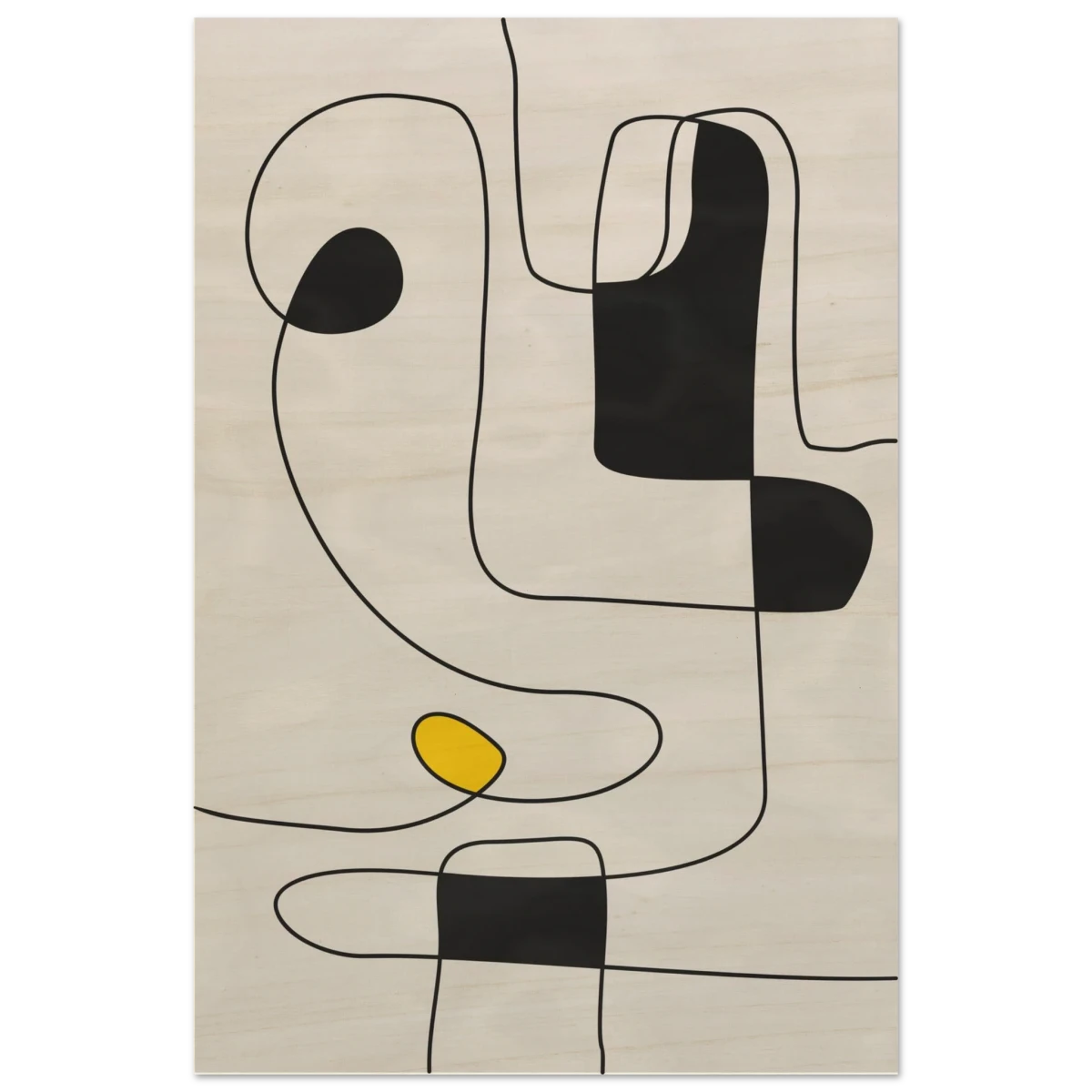 Thread of Thought | Minimalist Abstract Line Art Wall art Print - Wood Prints - 30x45 cm / 12x18″ -