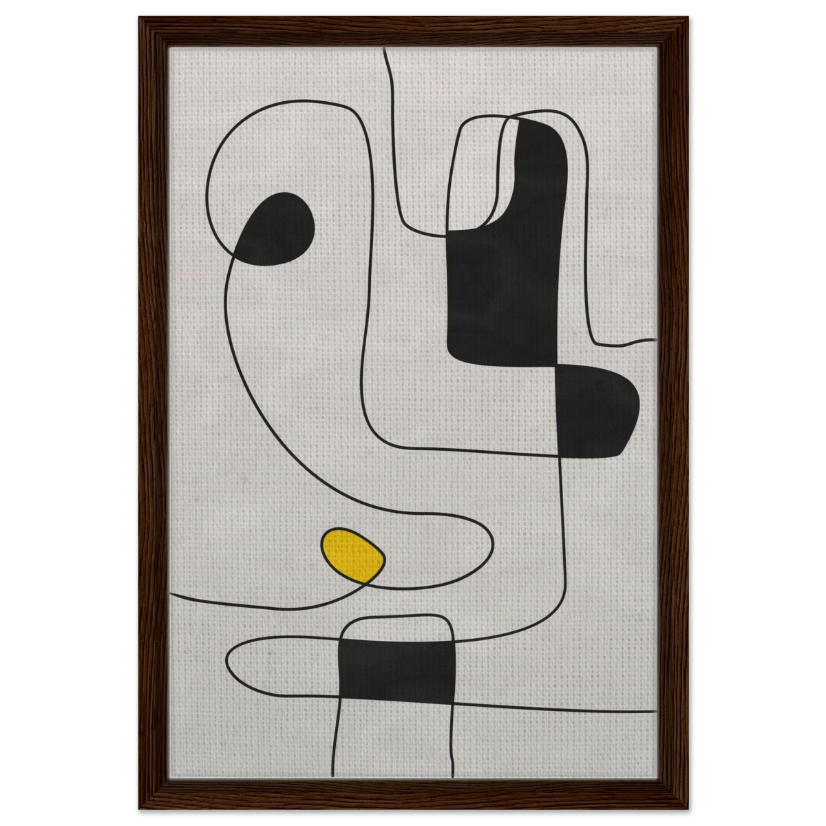 Thread of Thought | Minimalist Abstract Line Art Wall art Print - Framed Canvas - 40x60 cm / 16x24″ - Dark wood frame