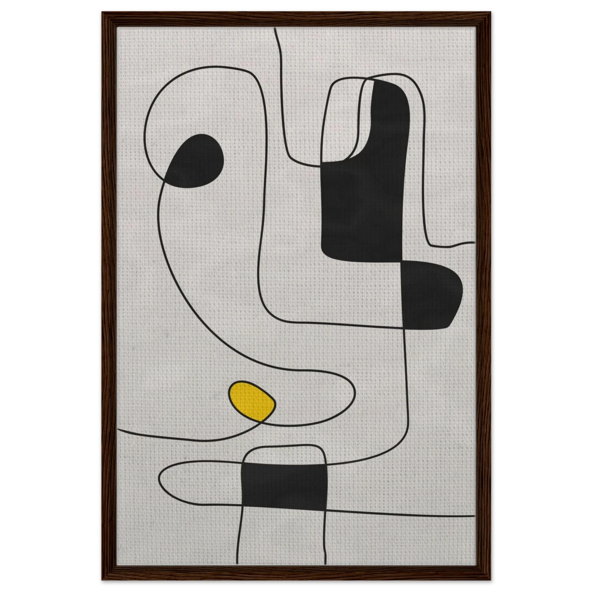 Thread of Thought | Minimalist Abstract Line Art Wall art Print - Framed Canvas - 60x90 cm / 24x36″ - Dark wood frame
