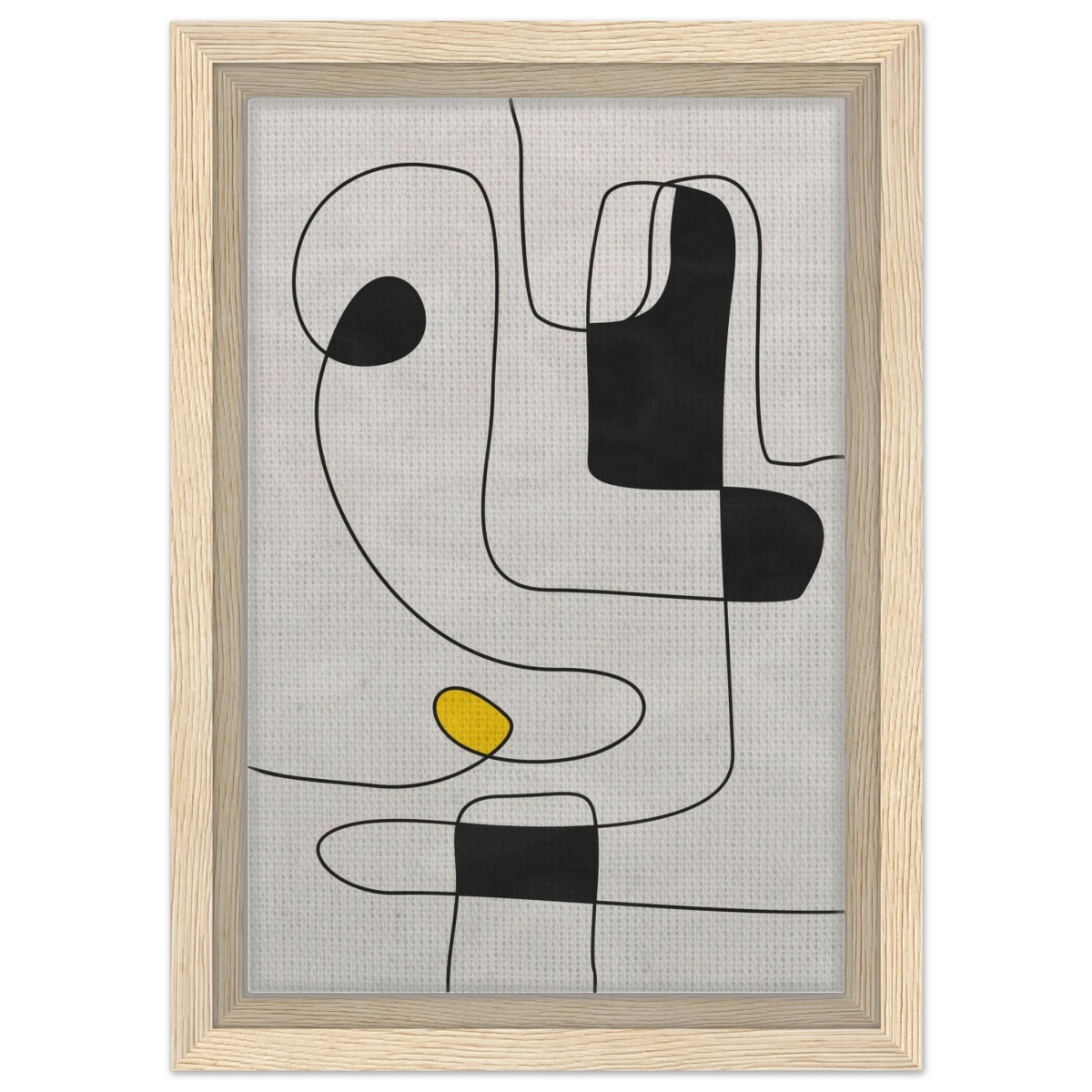 Thread of Thought | Minimalist Abstract Line Art Wall art Print - Framed Canvas - 20x30 cm / 8x12″ - Wood frame