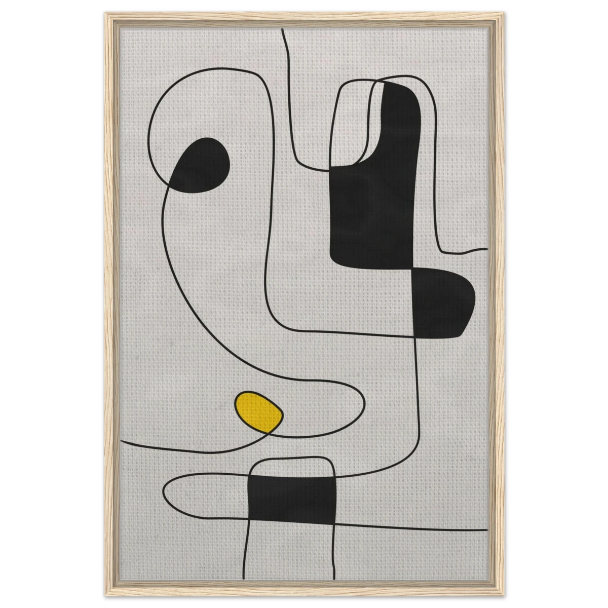 Thread of Thought | Minimalist Abstract Line Art Wall art Print - Framed Canvas - 60x90 cm / 24x36″ - Wood frame