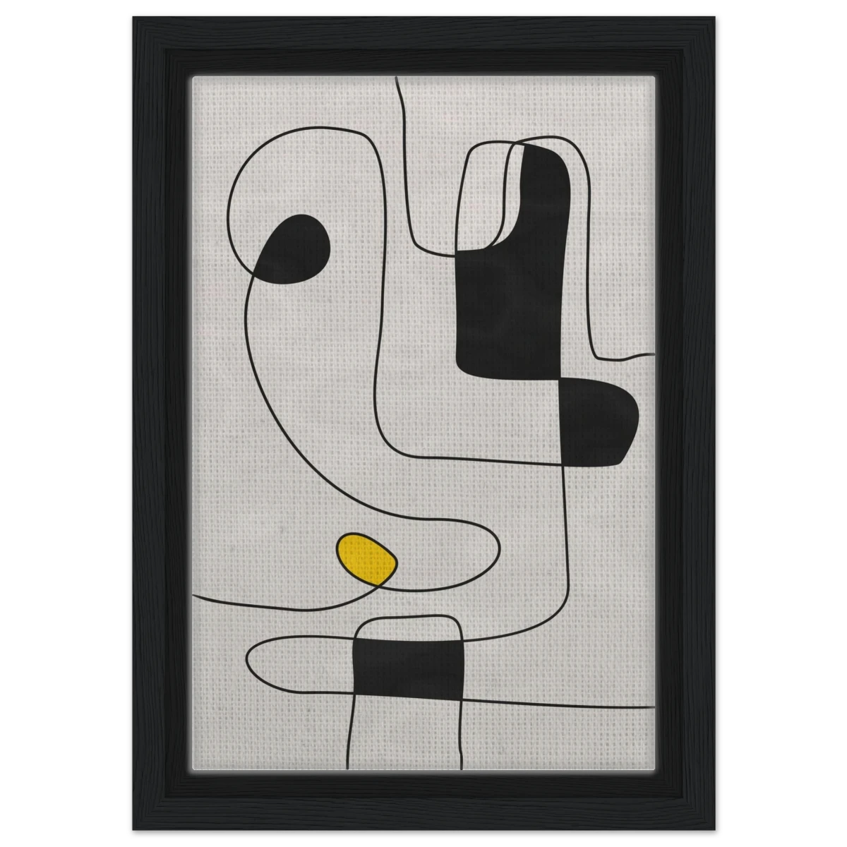 Thread of Thought | Minimalist Abstract Line Art Wall art Print - Framed Canvas - 20x30 cm / 8x12″ - Black frame
