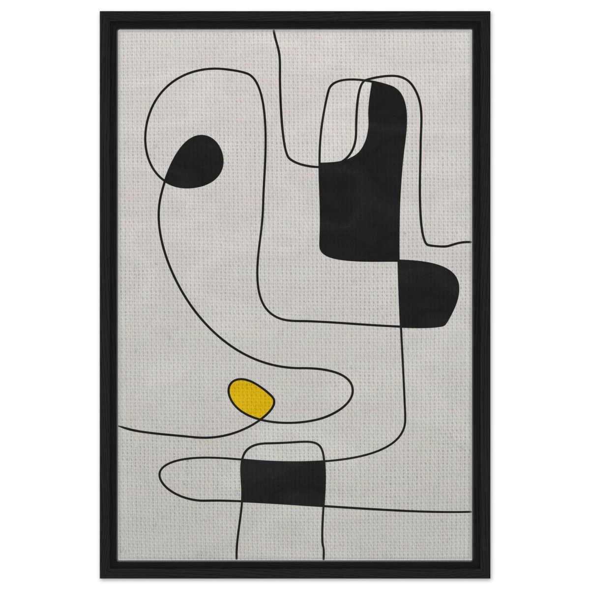 Thread of Thought | Minimalist Abstract Line Art Wall art Print - Framed Canvas - 50x75 cm / 20x30″ - Black frame