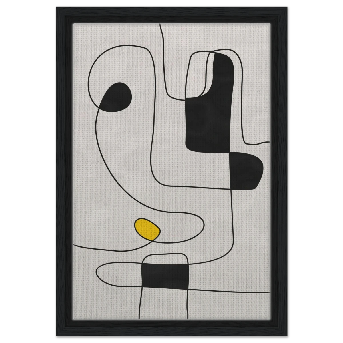 Thread of Thought | Minimalist Abstract Line Art Wall art Print - Framed Canvas - 30x45 cm / 12x18″ - Black frame