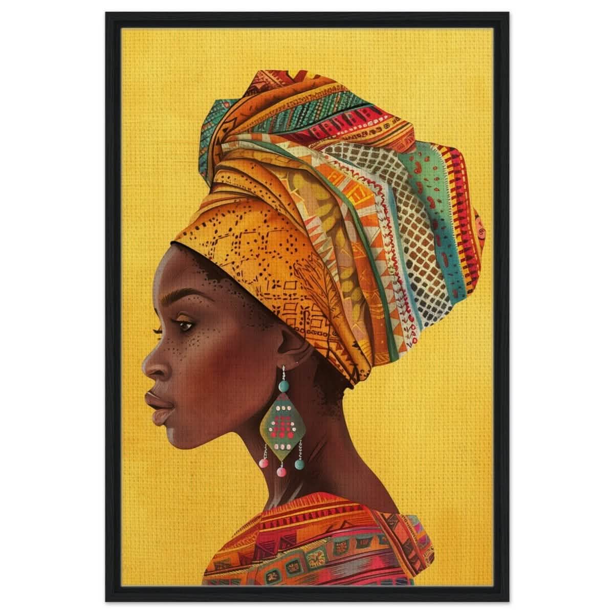 Threads of Culture | Contemporary Portrait Art | wall art print | Eclectic Expressions - Framed Canvas - 30x45 cm / 12x18″ - Black frame