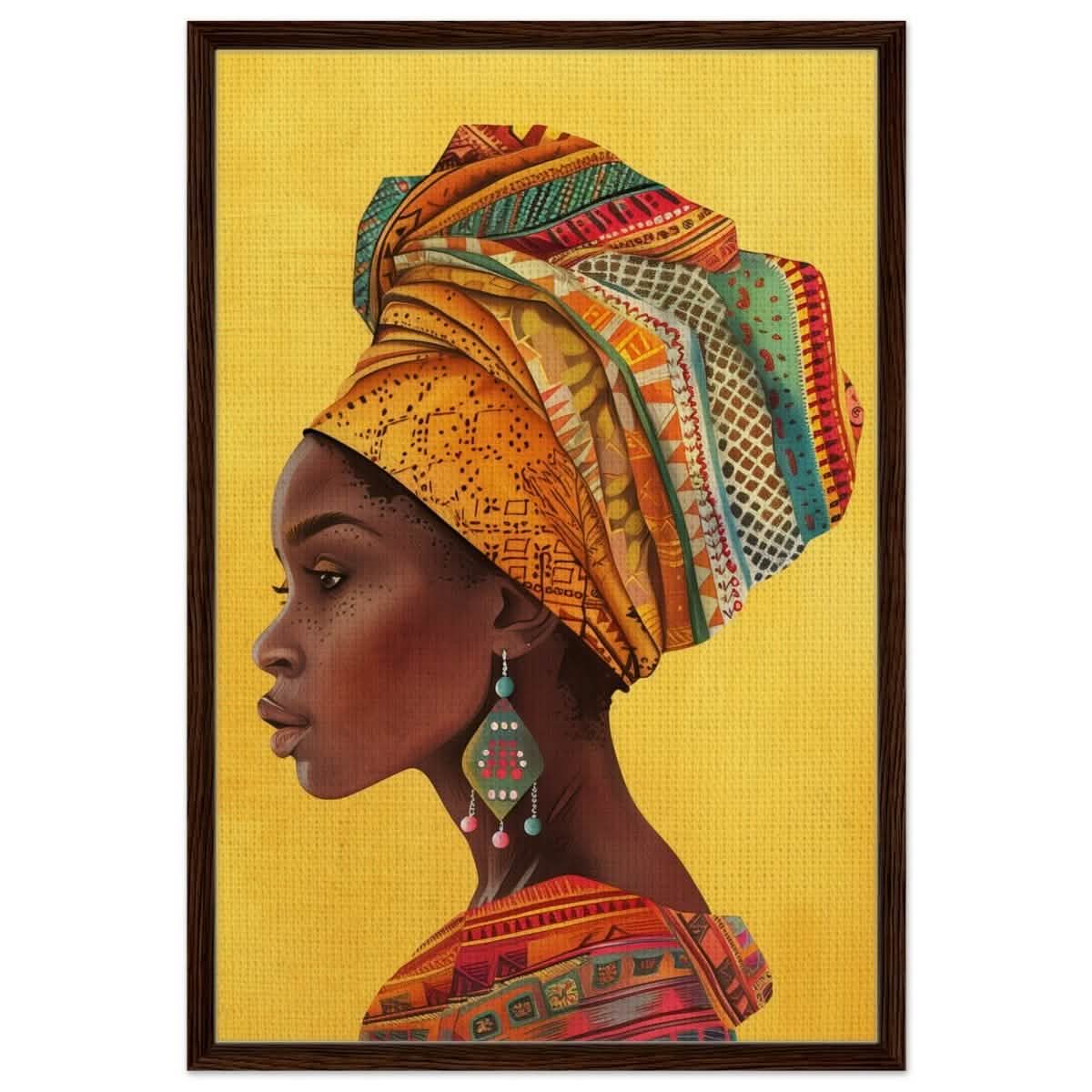 Threads of Culture | Contemporary Portrait Art | wall art print | Eclectic Expressions - Framed Canvas - 30x45 cm / 12x18″ - Dark wood frame