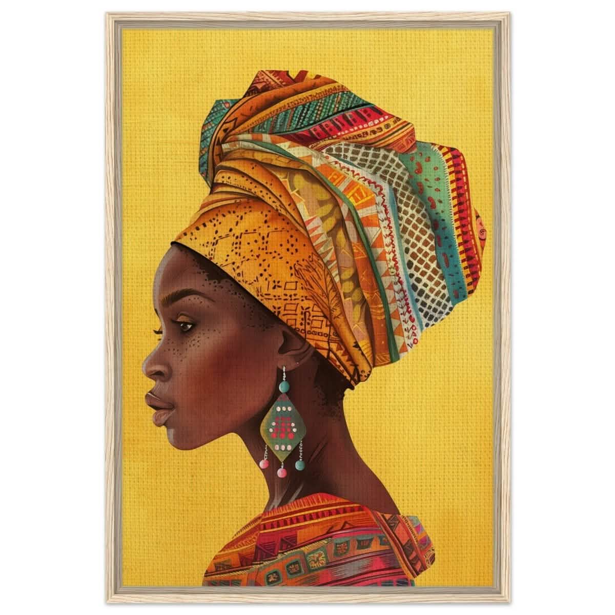 Threads of Culture | Contemporary Portrait Art | wall art print | Eclectic Expressions - Framed Canvas - 30x45 cm / 12x18″ - Wood frame