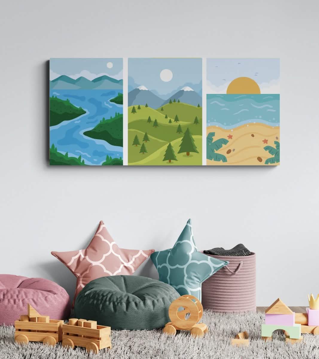 Three Elements of Peace | Kids's Room | Bedroom Trio Set | Wall Art Print - Canvas - 30X45 CM / 12X18″ -