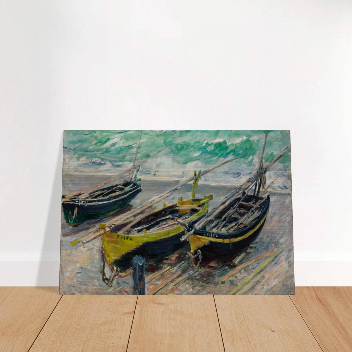 Three Fishing Boats (1886) – Claude Monet Wall Art Print - Brushed Aluminum Print - 70x100 cm / 28x40″ -