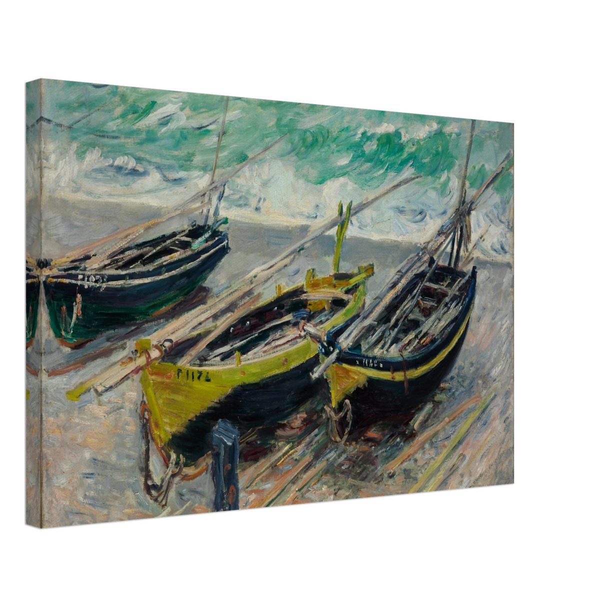 Three Fishing Boats (1886) – Claude Monet Wall Art Print - Canvas - 40x60 cm / 16x24″ -