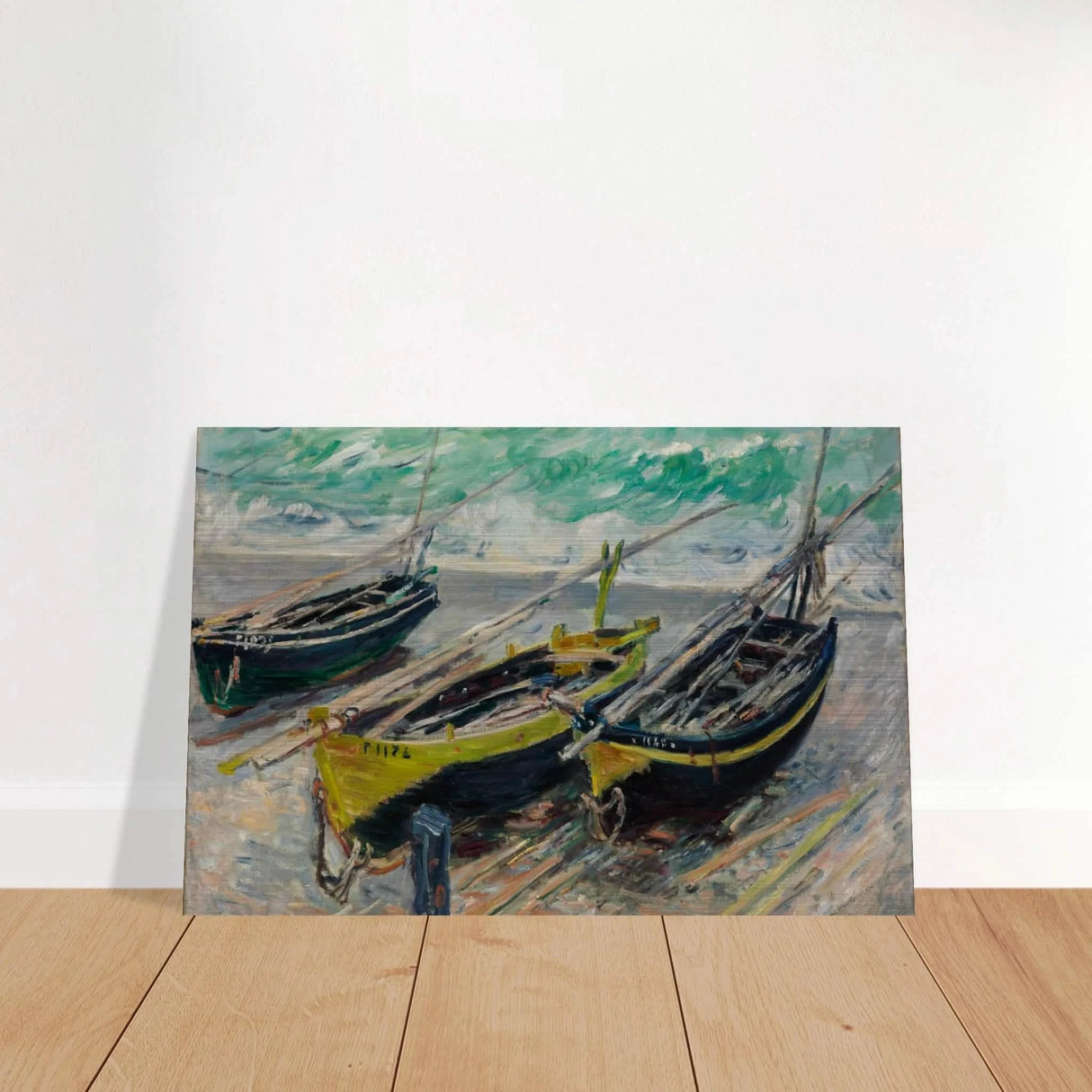 Three Fishing Boats (1886) – Claude Monet Wall Art Print - Brushed Aluminum Print - 50x75 cm / 20x30″ -