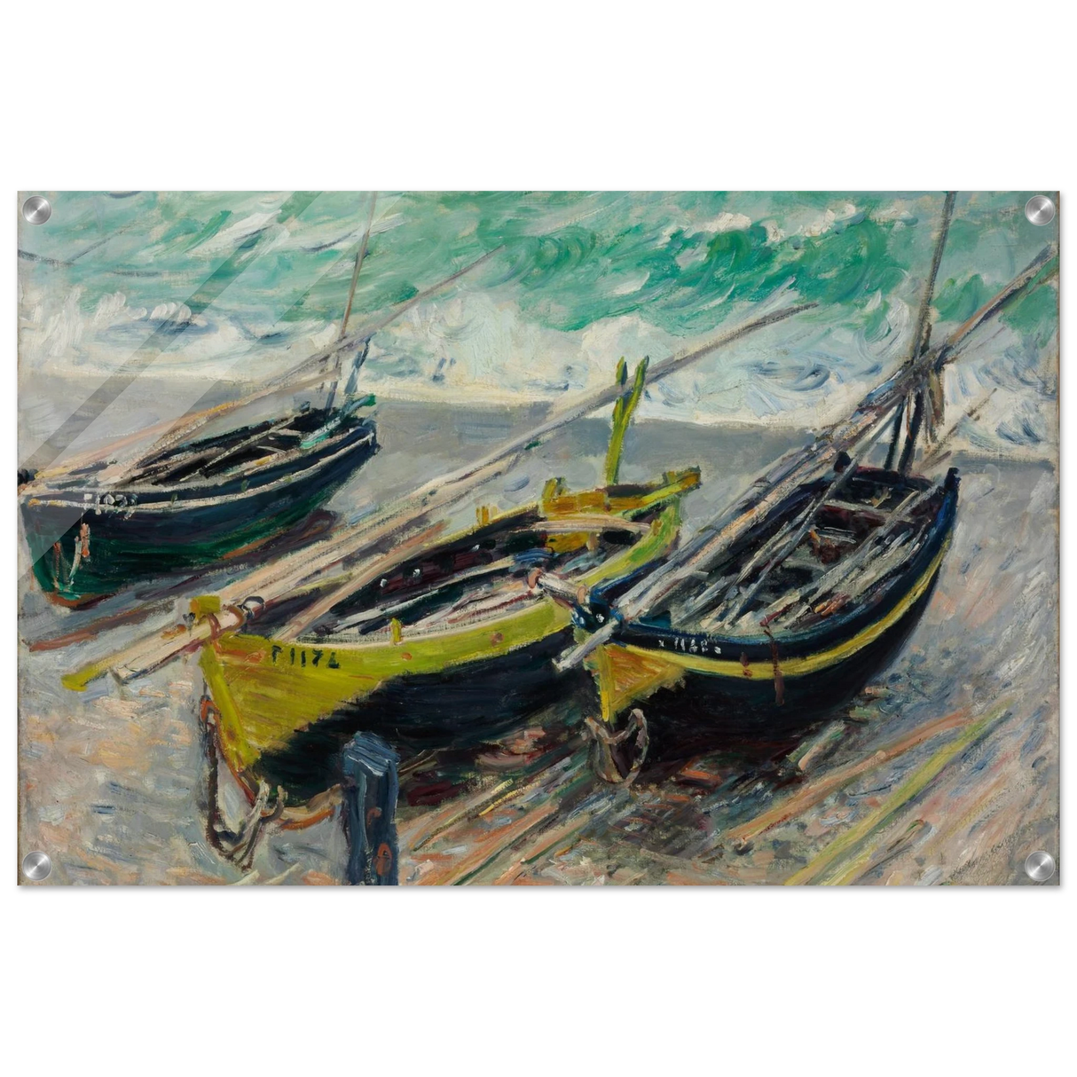 Three Fishing Boats (1886) – Claude Monet Wall Art Print - Acrylic Print - 50x75 cm / 20x30″ -