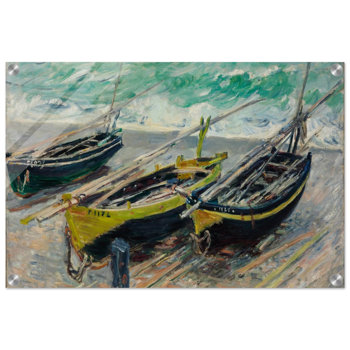 Three Fishing Boats (1886) – Claude Monet Wall Art Print - Acrylic Print - 40x60 cm / 16x24″ -