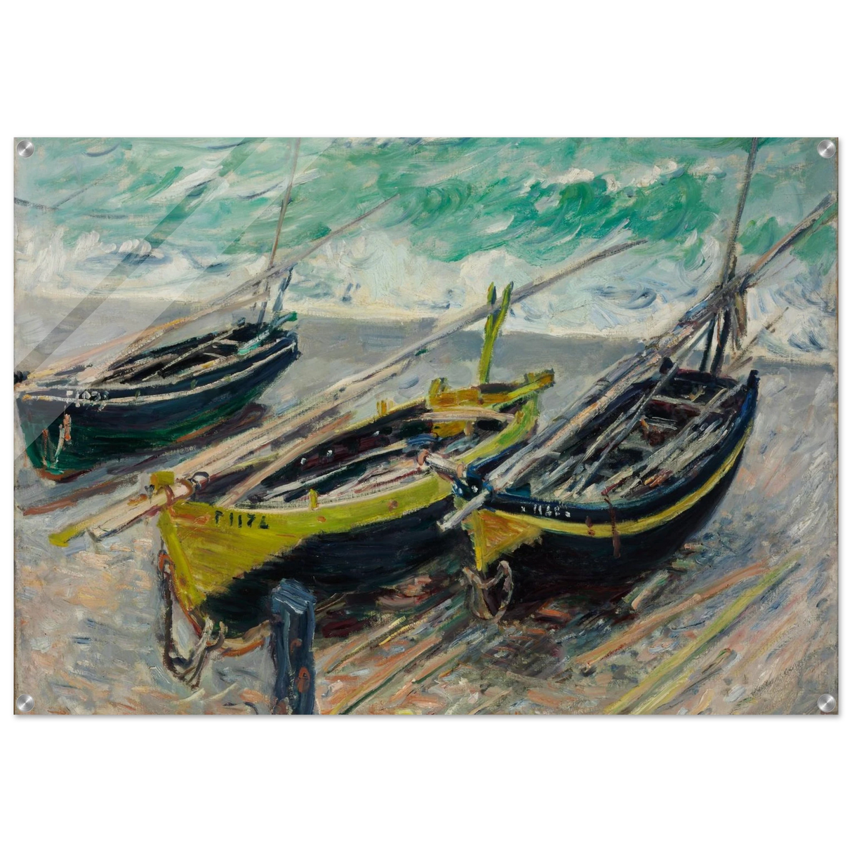 Three Fishing Boats (1886) – Claude Monet Wall Art Print - Acrylic Print - 70x100 cm / 28x40″ -