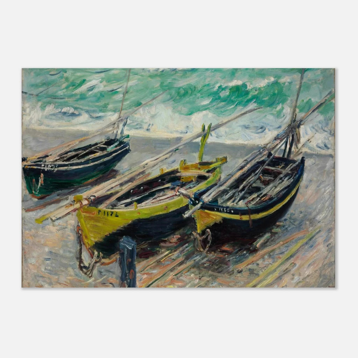 Three Fishing Boats (1886) – Claude Monet Wall Art Print - Aluminum Print - 70x100 cm / 28x40″ -
