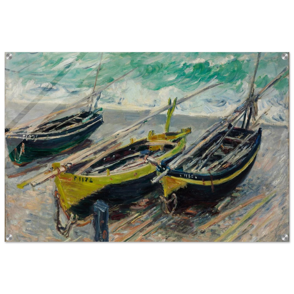 Three Fishing Boats (1886) – Claude Monet Wall Art Print - Acrylic Print - 60x90 cm / 24x36″ -
