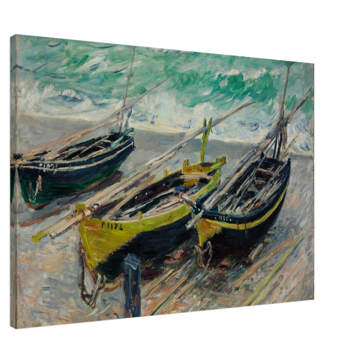 Three Fishing Boats (1886) – Claude Monet Wall Art Print - Canvas - 70x100 cm / 28x40″ -