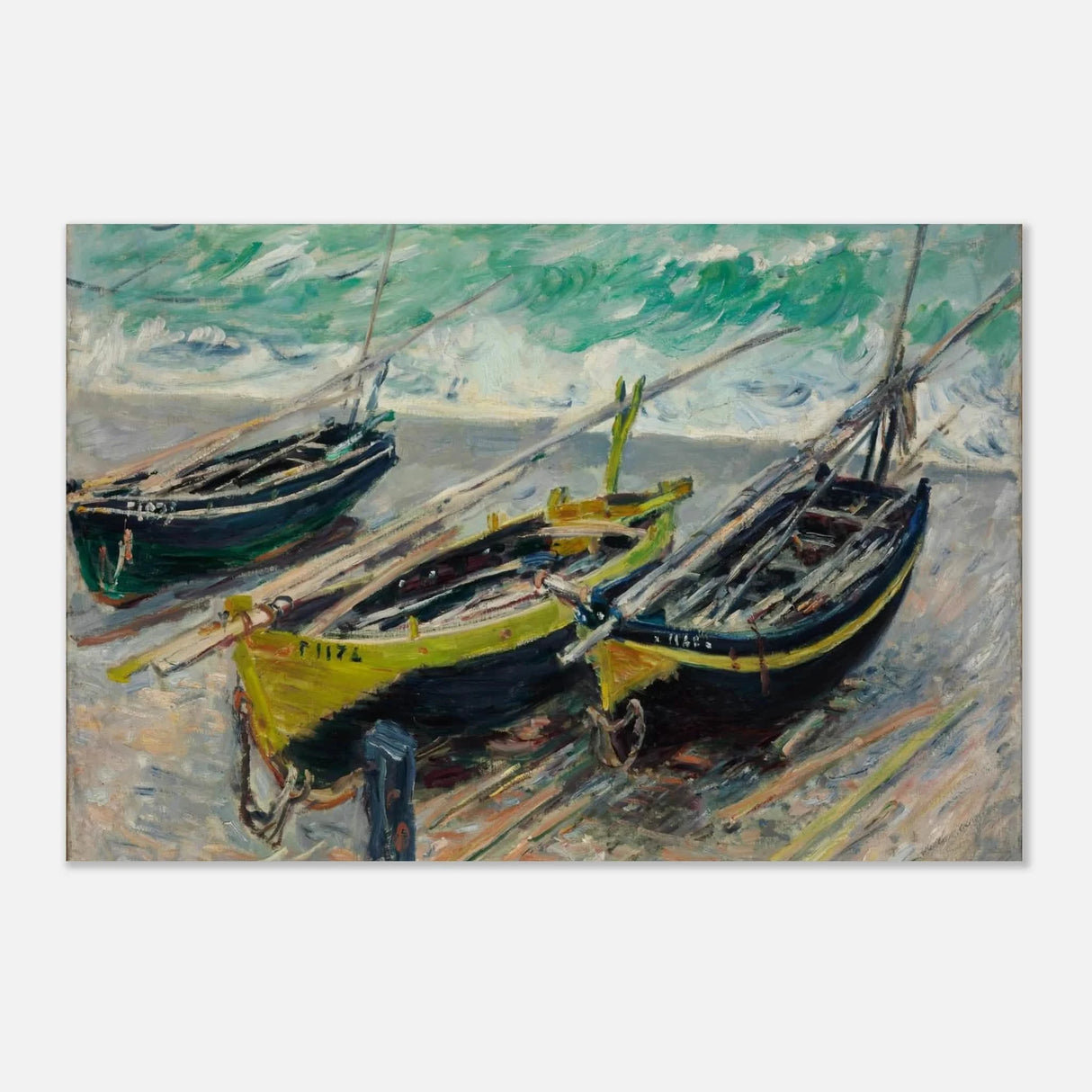 Three Fishing Boats (1886) – Claude Monet Wall Art Print - Aluminum Print - 50x75 cm / 20x30″ -