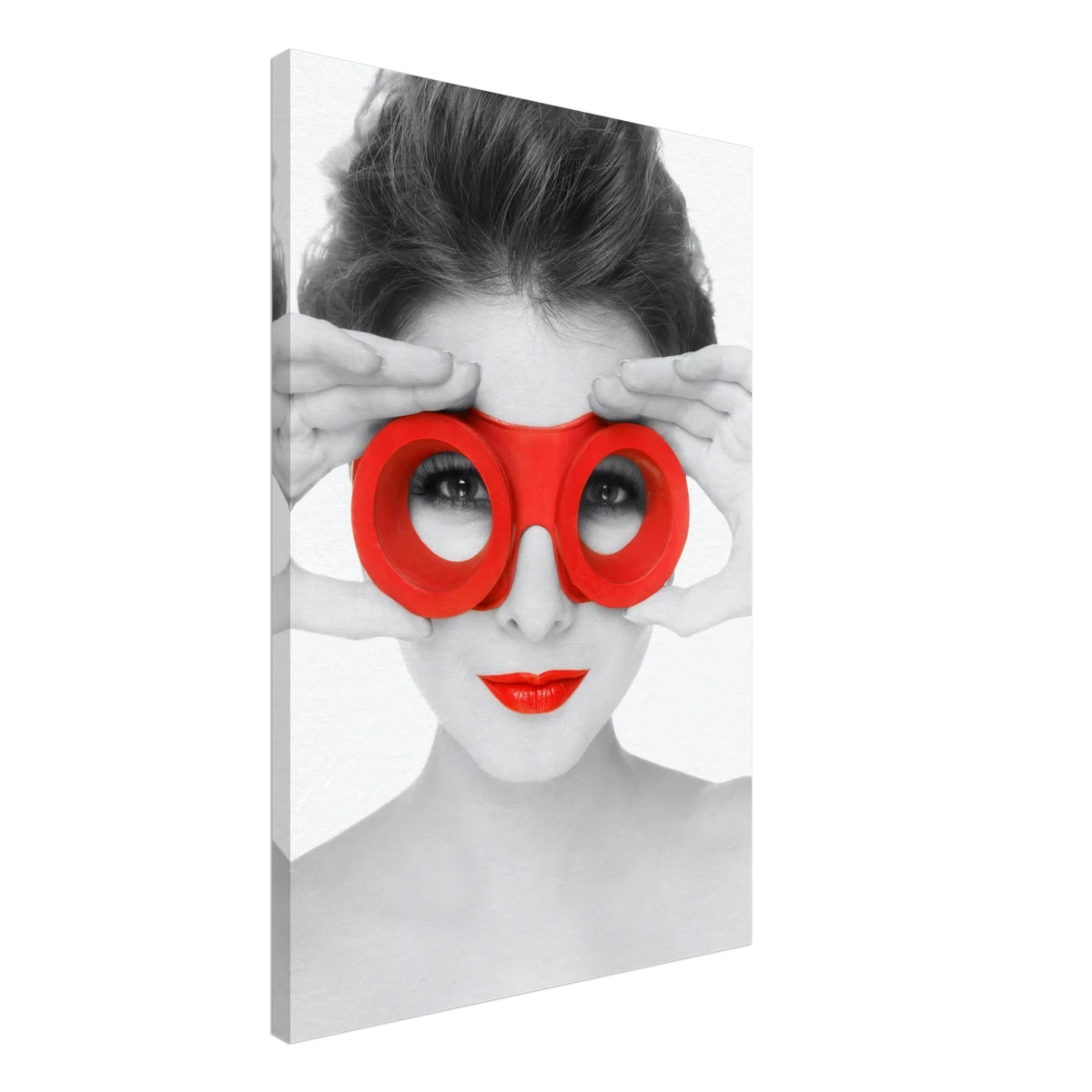 Through Crimson Eyes"– Monochrome Glamour Pop | Wall Art Print - Canvas - 50x75 cm / 20x30″ -