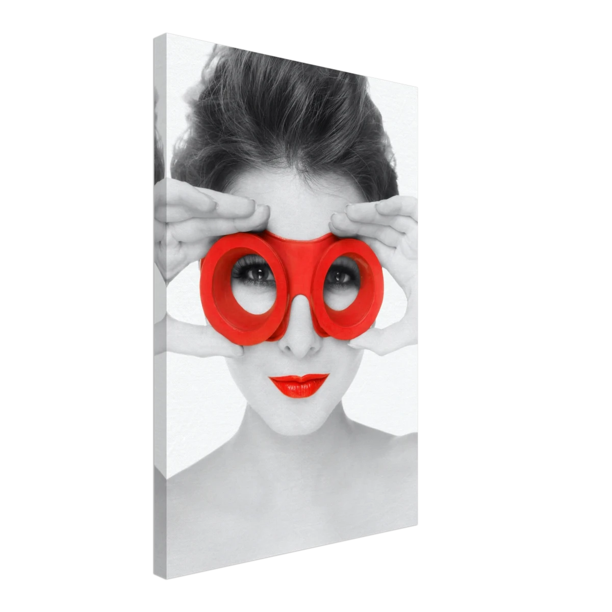 Through Crimson Eyes"– Monochrome Glamour Pop | Wall Art Print - Canvas - 40x60 cm / 16x24″ -