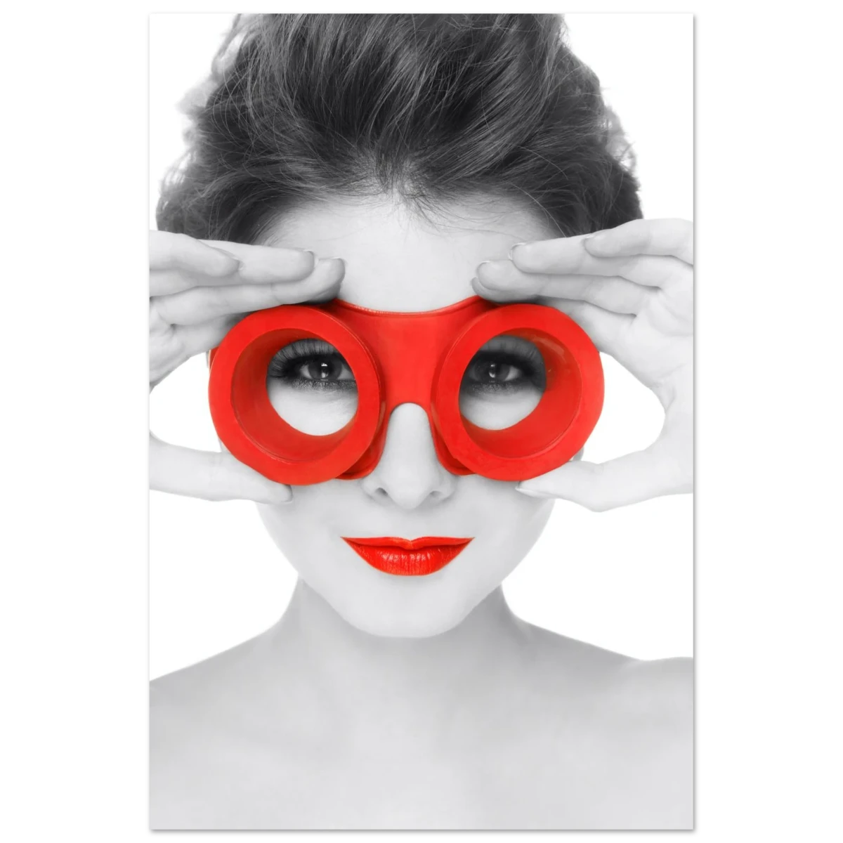 Through Crimson Eyes"– Monochrome Glamour Pop | Wall Art Print - Fine Art Poster - 30x45 cm / 12x18″ -