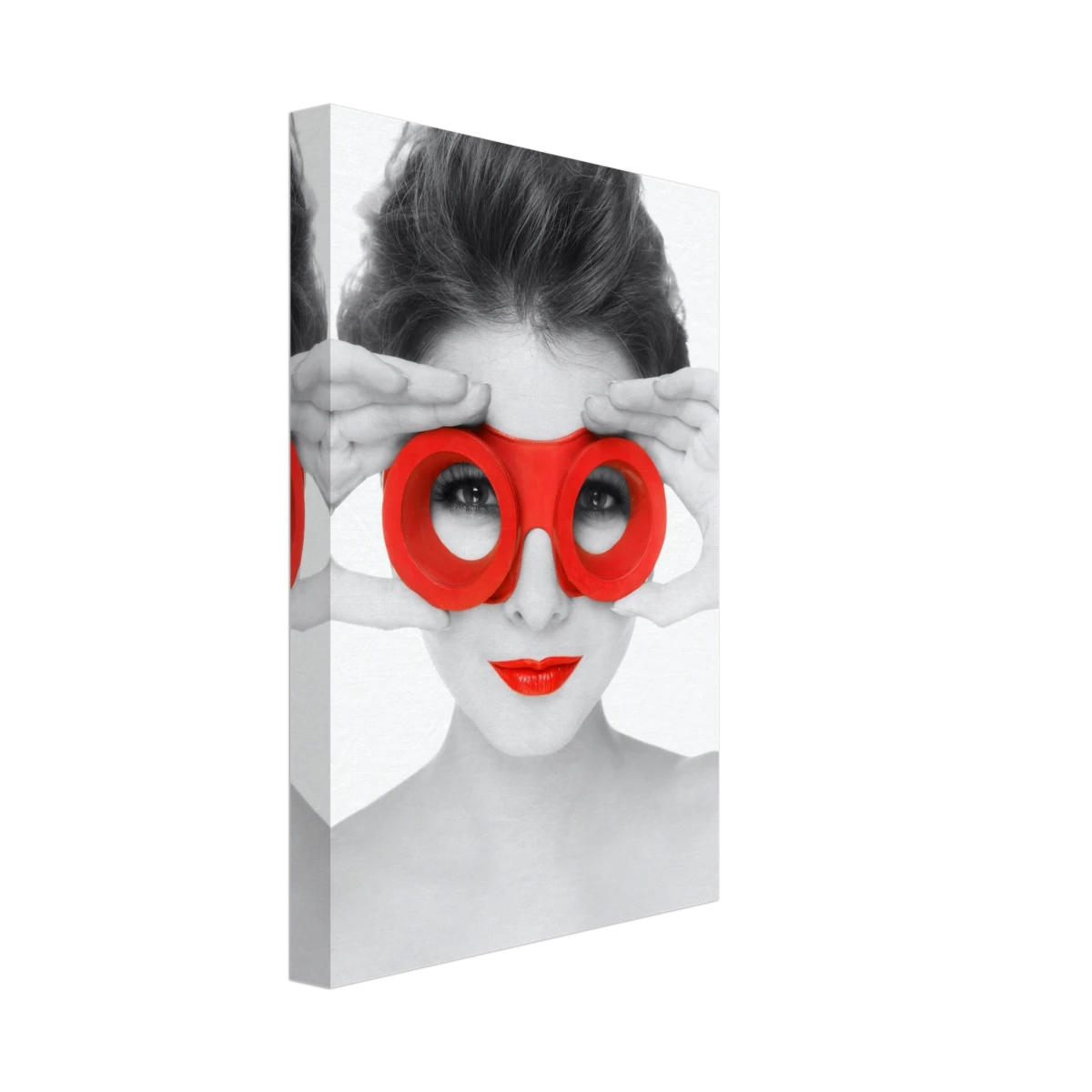Through Crimson Eyes"– Monochrome Glamour Pop | Wall Art Print - Canvas - 20x30 cm / 8x12″ -
